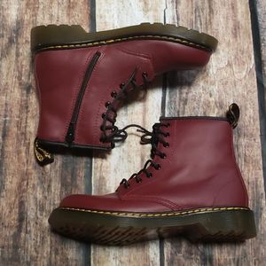 Dr. Marten's red oxblood boots vegan